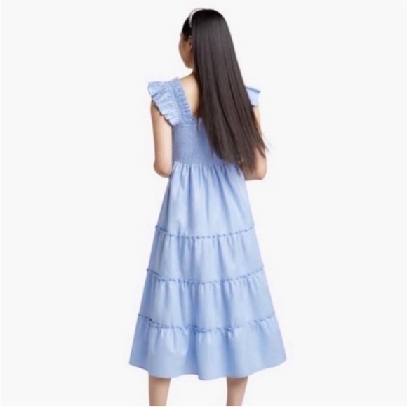 HILL HOUSE The Ellie Nap Midi Dress, Light Blue Glitter Check, Size Small - Picture 7 of 9